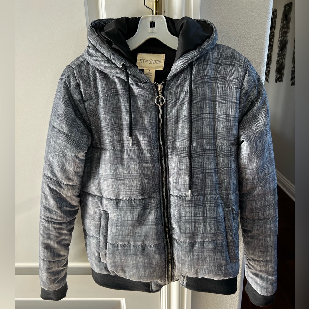 CLEARANCE Women’s Medium Gray Zip Winter Puffer Jacket With Hood